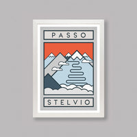 Ciclista fatto a mano Passo Stelvio Cycling Art Print