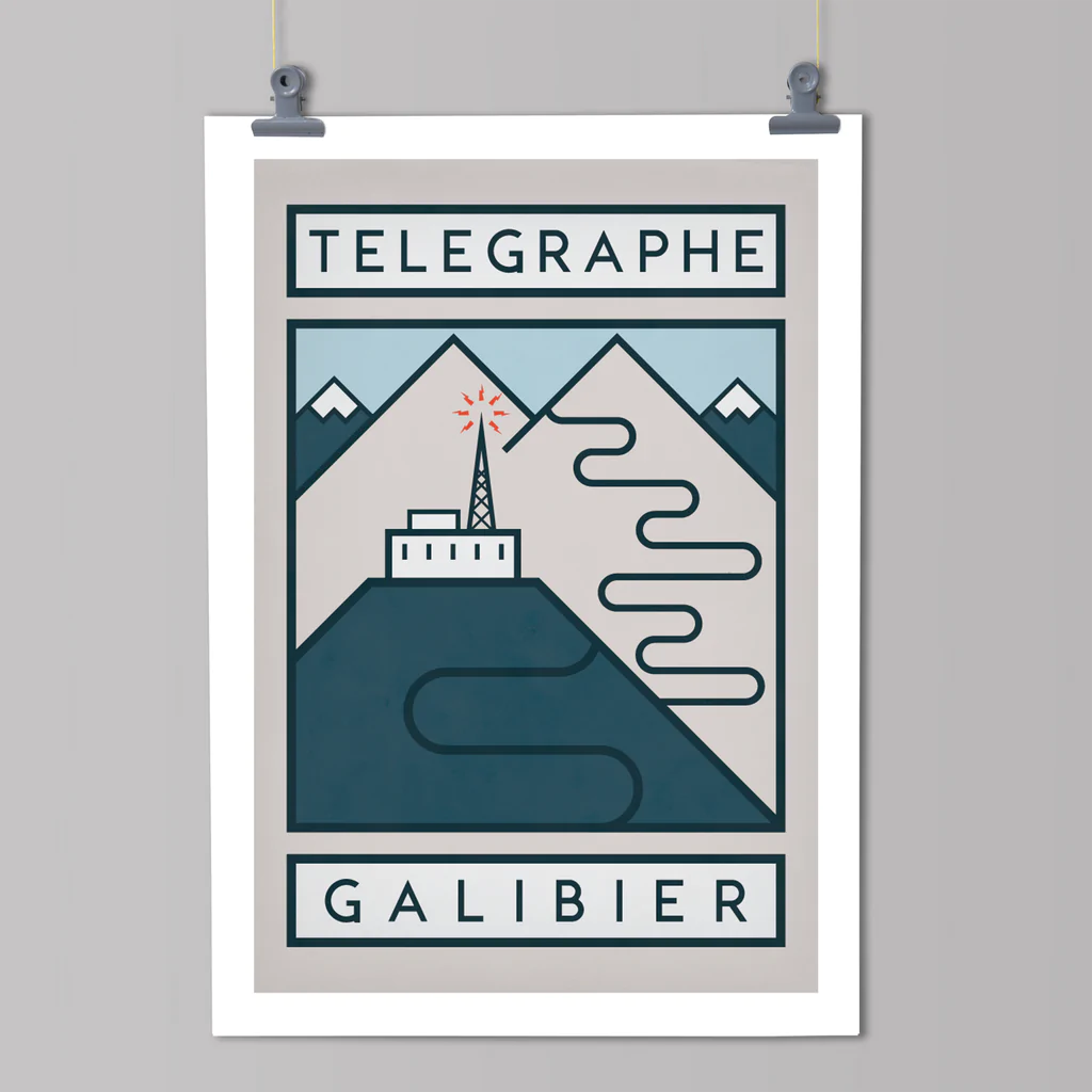 Cycliste fait main Télégraphe Galibier Cyclisme Impression artistique