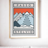 Ciclista fatto a mano Passo Stelvio Cycling Art Print