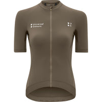 Universal Colours Mono Women's Short Sleeve Jersey Radtrikot Mid Dark Brown