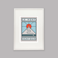 Handmade Cyclist Le Mont Ventoux Cycling Art Print