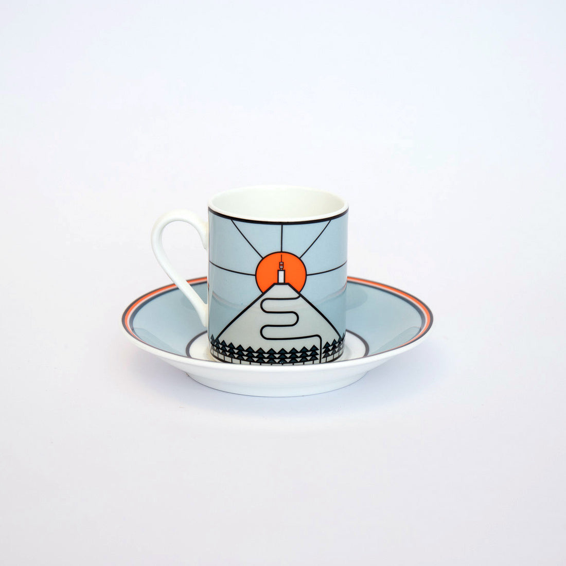 Tasse et soucoupe expresso Cyclist Le Mont Ventoux faites à la main