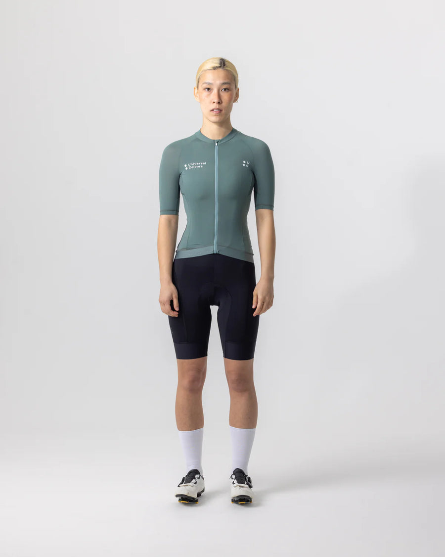 Universal Colours Mono Women's Short Sleeve Jersey Radtrikot Green Daze