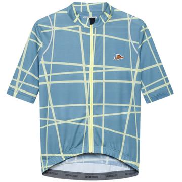 Café du Cycliste Mona Men's Superlight Jersey Radtrikot Deep Water Naples Yellow