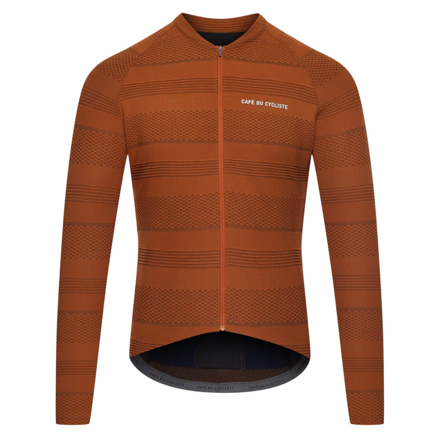 Café du Cycliste Corinne Men's Long Sleeve Three Season Textured Cycling Jersey Radtrikot Cinnamon