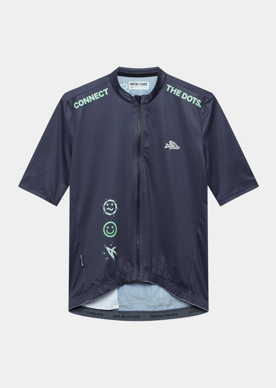 Café du Cycliste Fleurette V2 Men's Lightweight Cycling Jersey Radtrikot Dots Anthracite