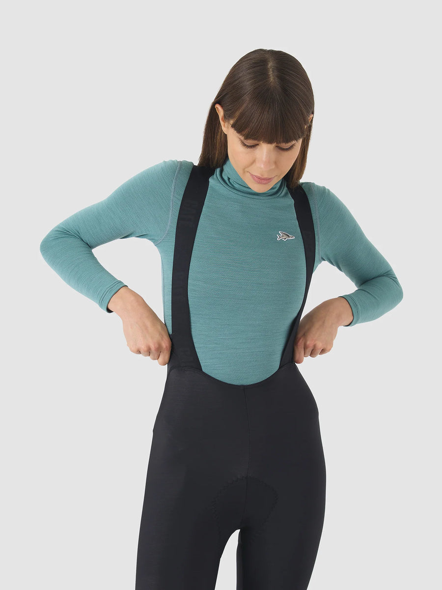 Café du Cycliste Carmen Women's Merino Base Layer Radunterhemd langarm Deep Water