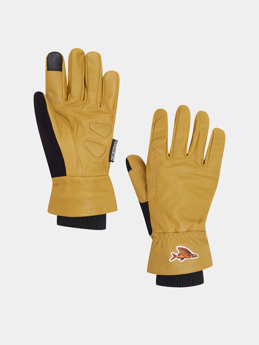 Café du Cycliste Leather Gravel Gloves Unisex Cycling Gloves Leder Fahrrad Handschuhe Mustard