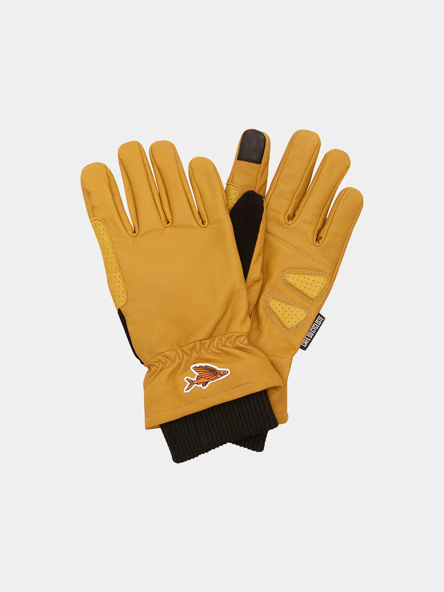 Café du Cycliste Leather Gravel Gloves Unisex Cycling Gloves Leder Fahrrad Handschuhe Mustard