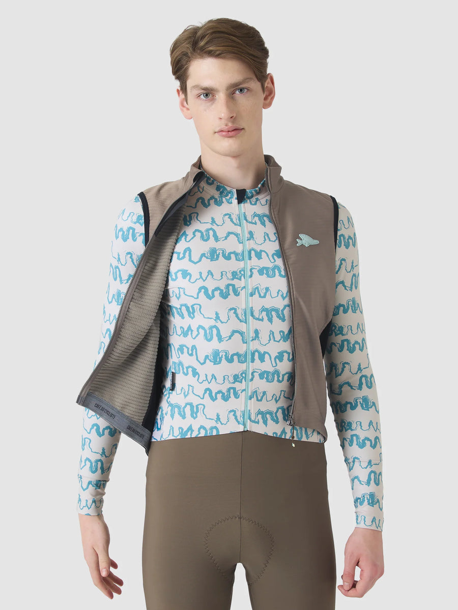 Café du Cycliste Sibille Men's Thermal Gilet Thermo Windweste Oyster Grey