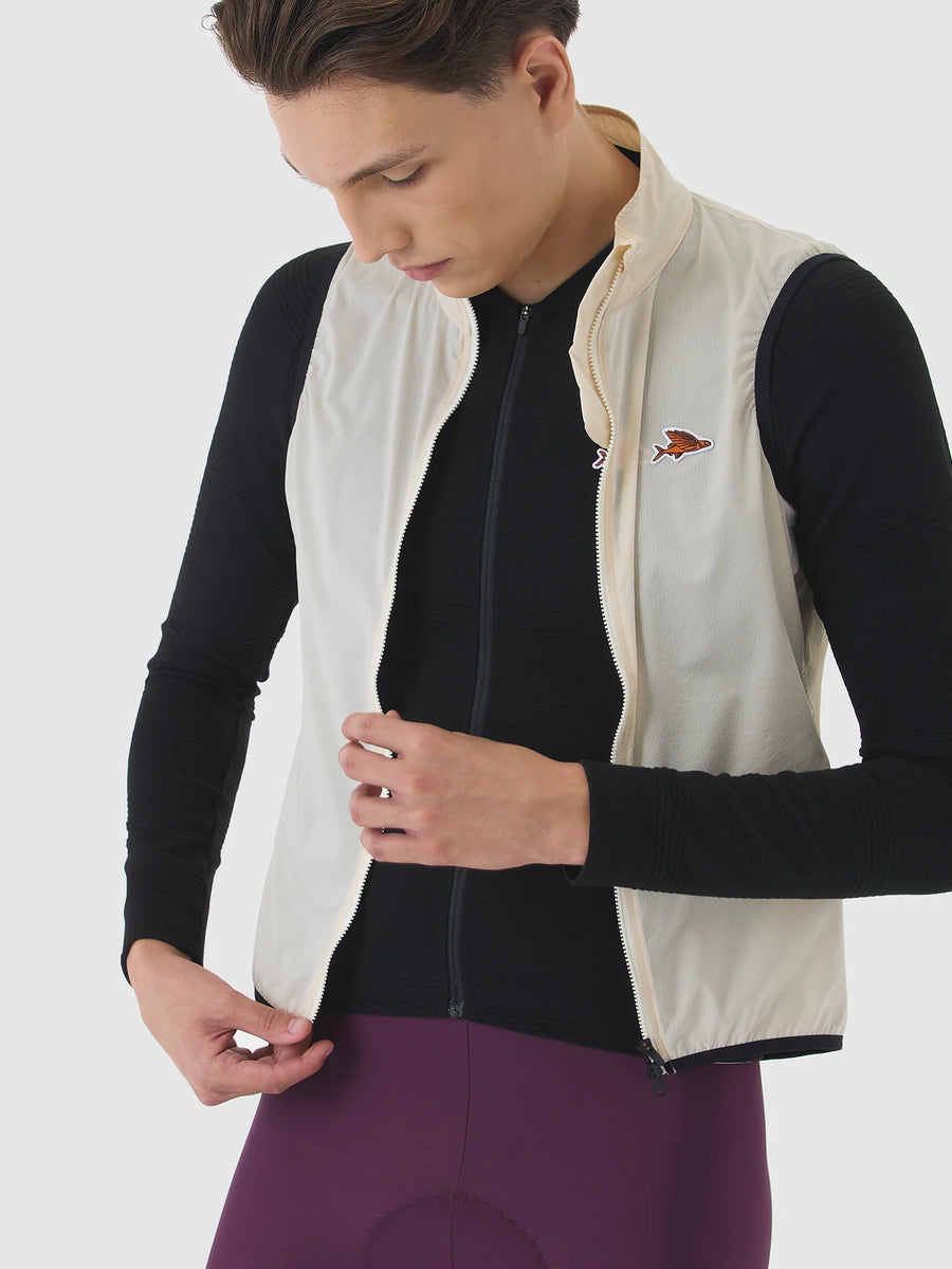 Café du Cycliste Edith Men's Cycling Gilet Windweste Chalk