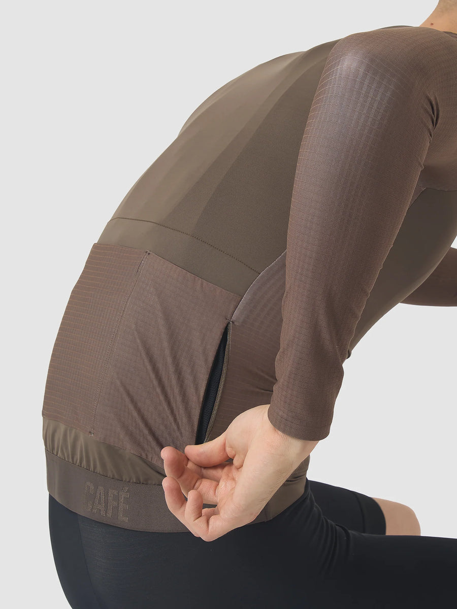 Café du Cycliste Andrea Men's Superlight Long Sleeve Cycling Jersey Radtrikot langarm Carob