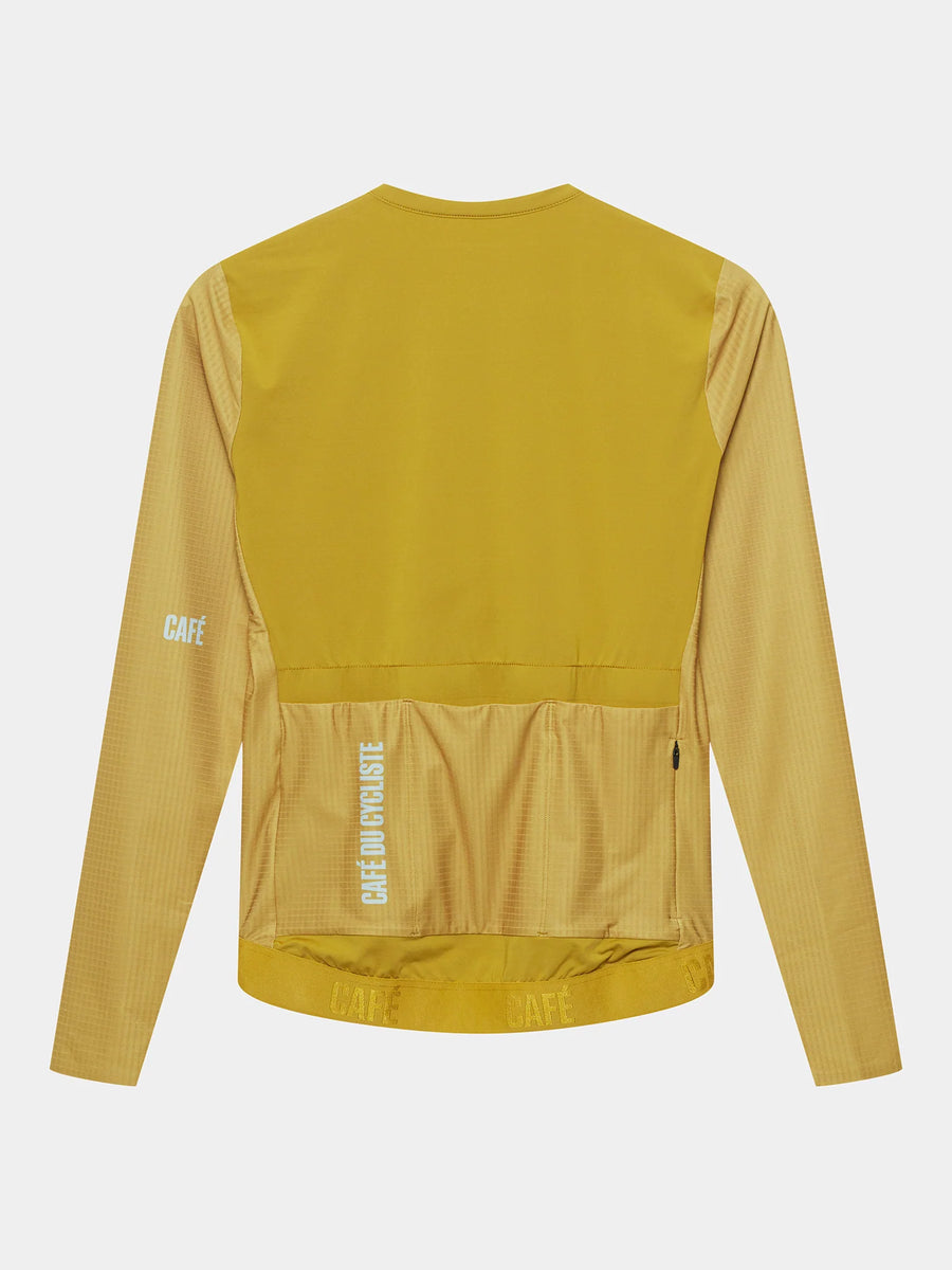Café du Cycliste Andrea Men's Superlight Long Sleeve Cycling Jersey Radtrikot langarm Golden Olive