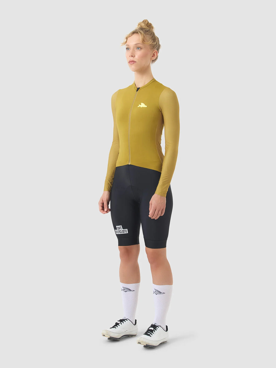 Café du Cycliste Andrea Women's Superlight Long Sleeve Cycling Jersey Radtrikot langarm Golden Olive