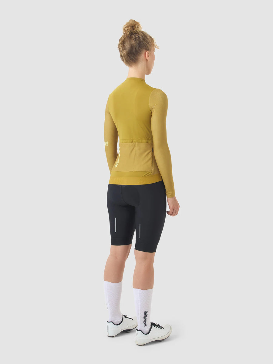 Café du Cycliste Andrea Women's Superlight Long Sleeve Cycling Jersey Radtrikot langarm Golden Olive