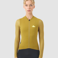 Café du Cycliste Andrea Women's Superlight Long Sleeve Cycling Jersey Radtrikot langarm Golden Olive