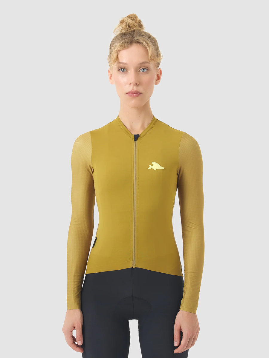 Café du Cycliste Andrea Women's Superlight Long Sleeve Cycling Jersey Radtrikot langarm Golden Olive