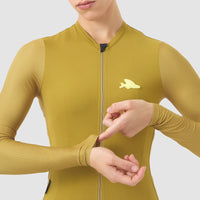 Café du Cycliste Andrea Women's Superlight Long Sleeve Cycling Jersey Radtrikot langarm Golden Olive