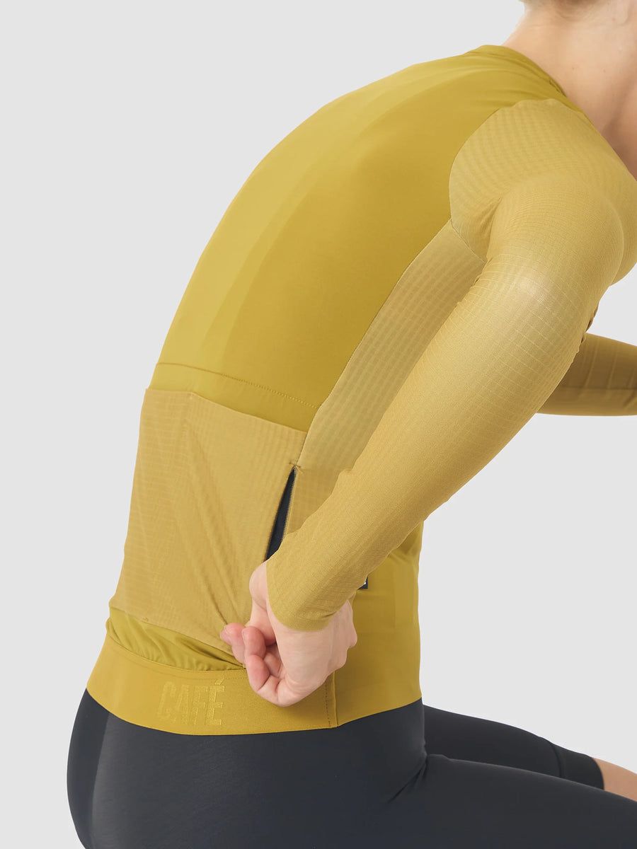 Café du Cycliste Andrea Women's Superlight Long Sleeve Cycling Jersey Radtrikot langarm Golden Olive