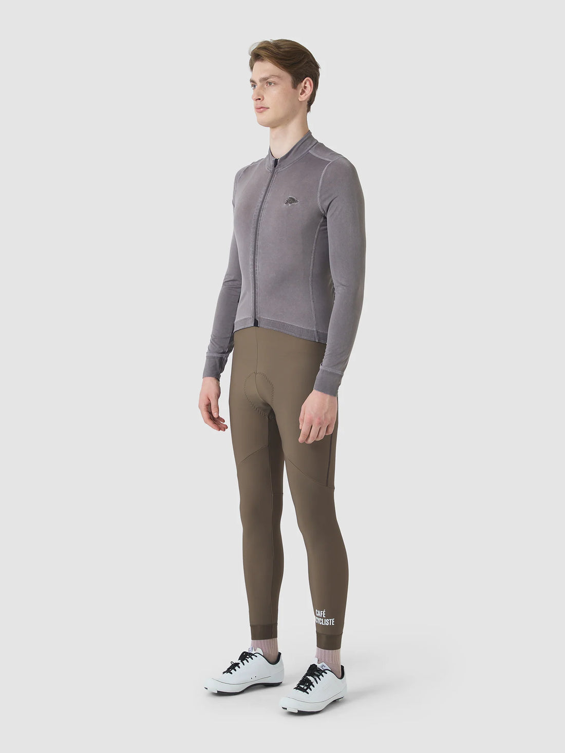 Café du Cycliste Charlie Men's Brushed Long Sleeve Jersey Radtrikot langarm Charcoal