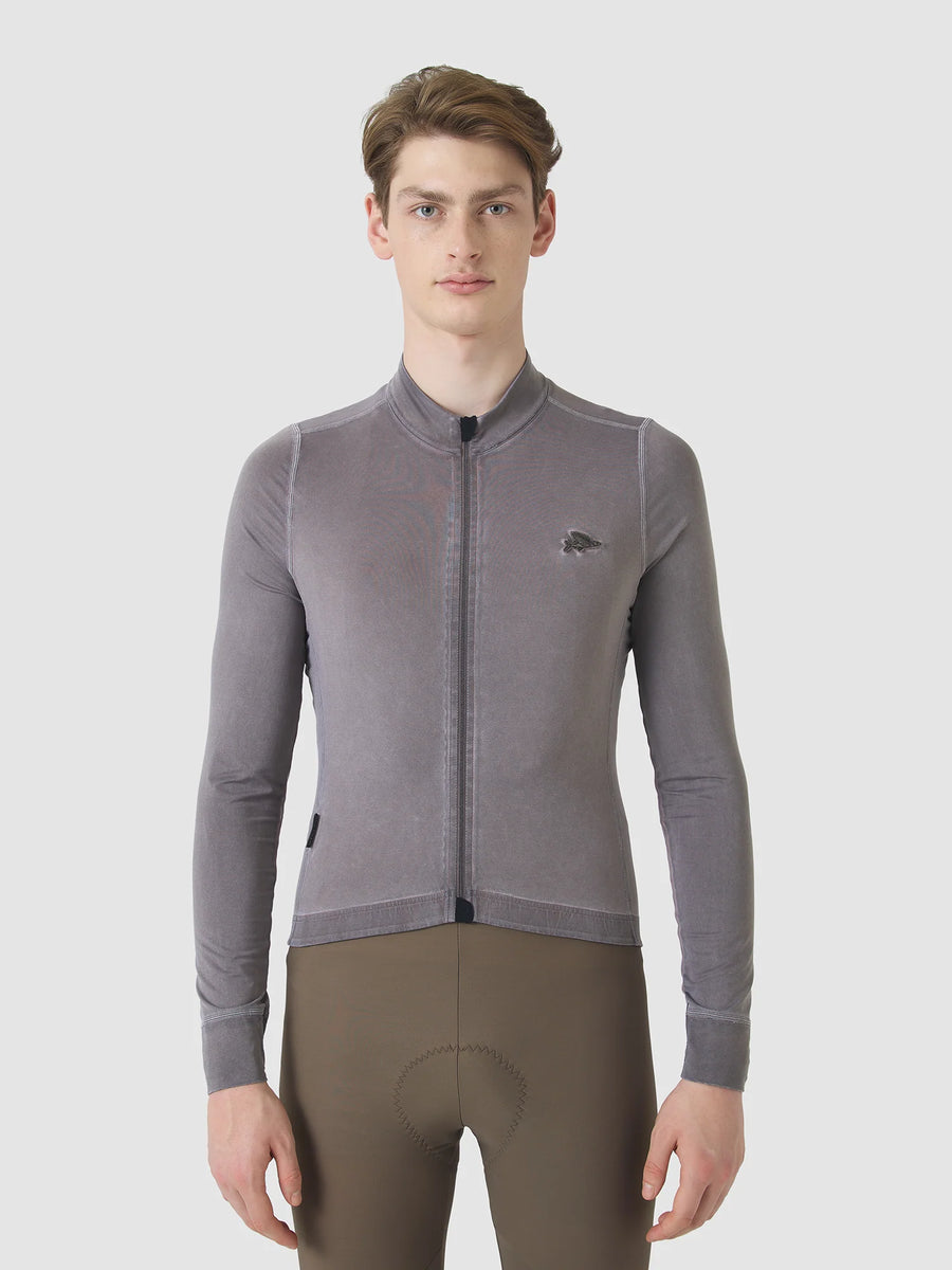 Café du Cycliste Charlie Men's Brushed Long Sleeve Jersey Radtrikot langarm Charcoal