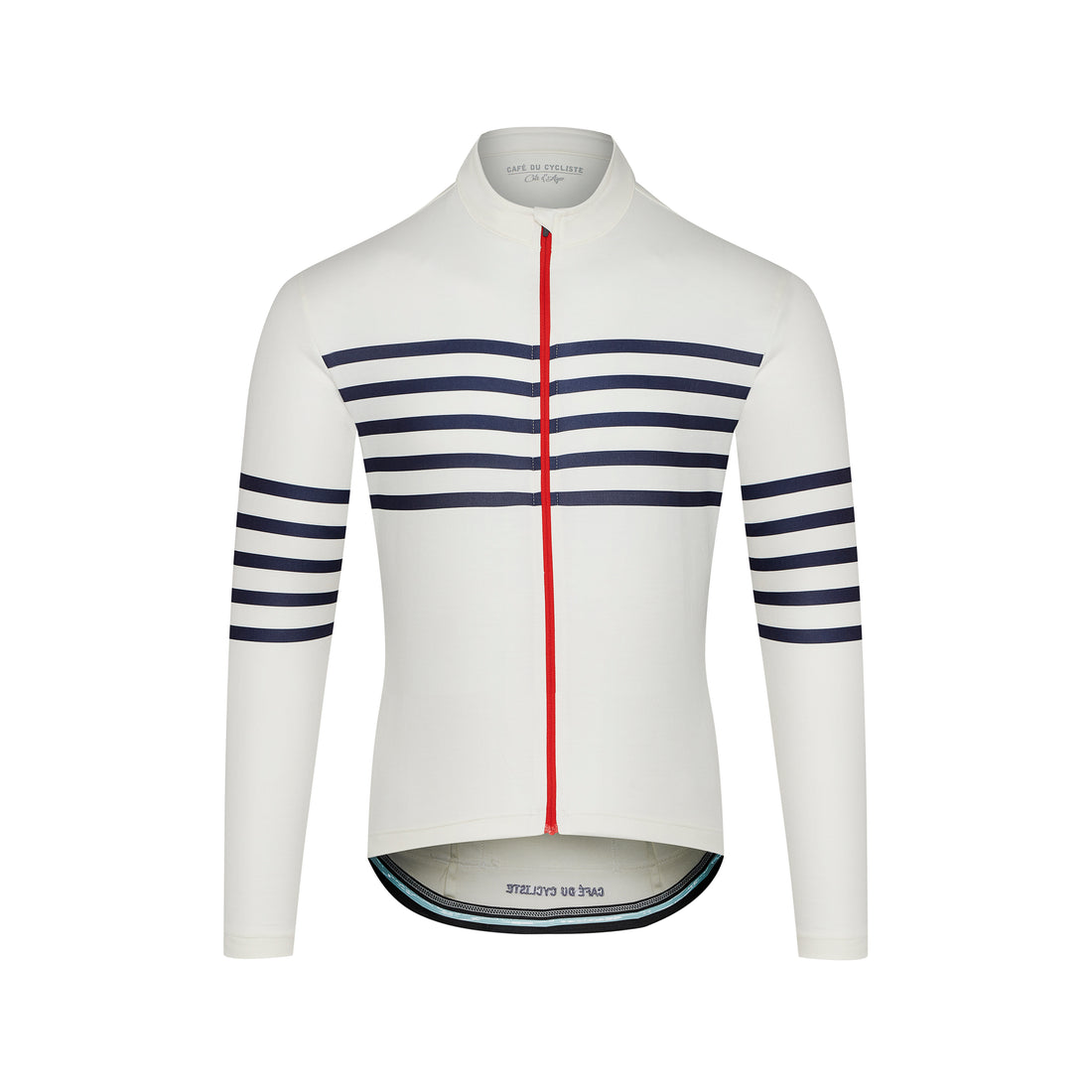 Café du Cycliste Claudette Men's Long Sleeve Merino Cycling Jersey Radtrikot White