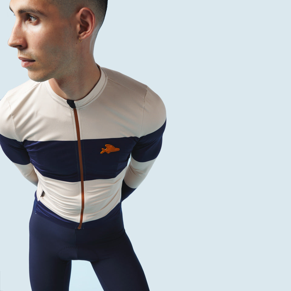 Café du Cycliste Costance Men's Long Sleeve Cycling Jersey Radtrikot Navy/Chalk