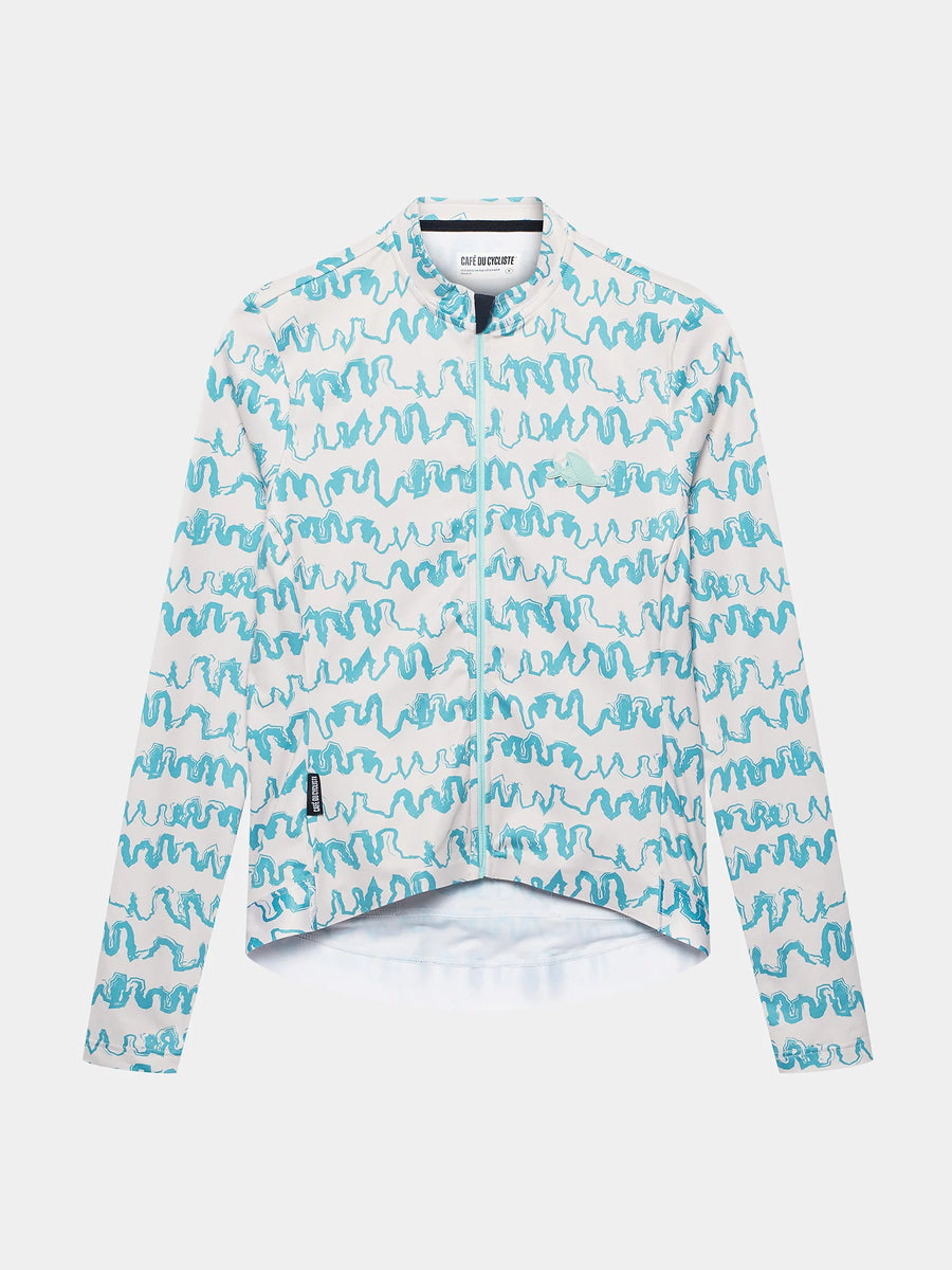 Café du Cycliste Constance Men's Midweight Jersey Radtrikot langarm Pearl Grey / Deep Water