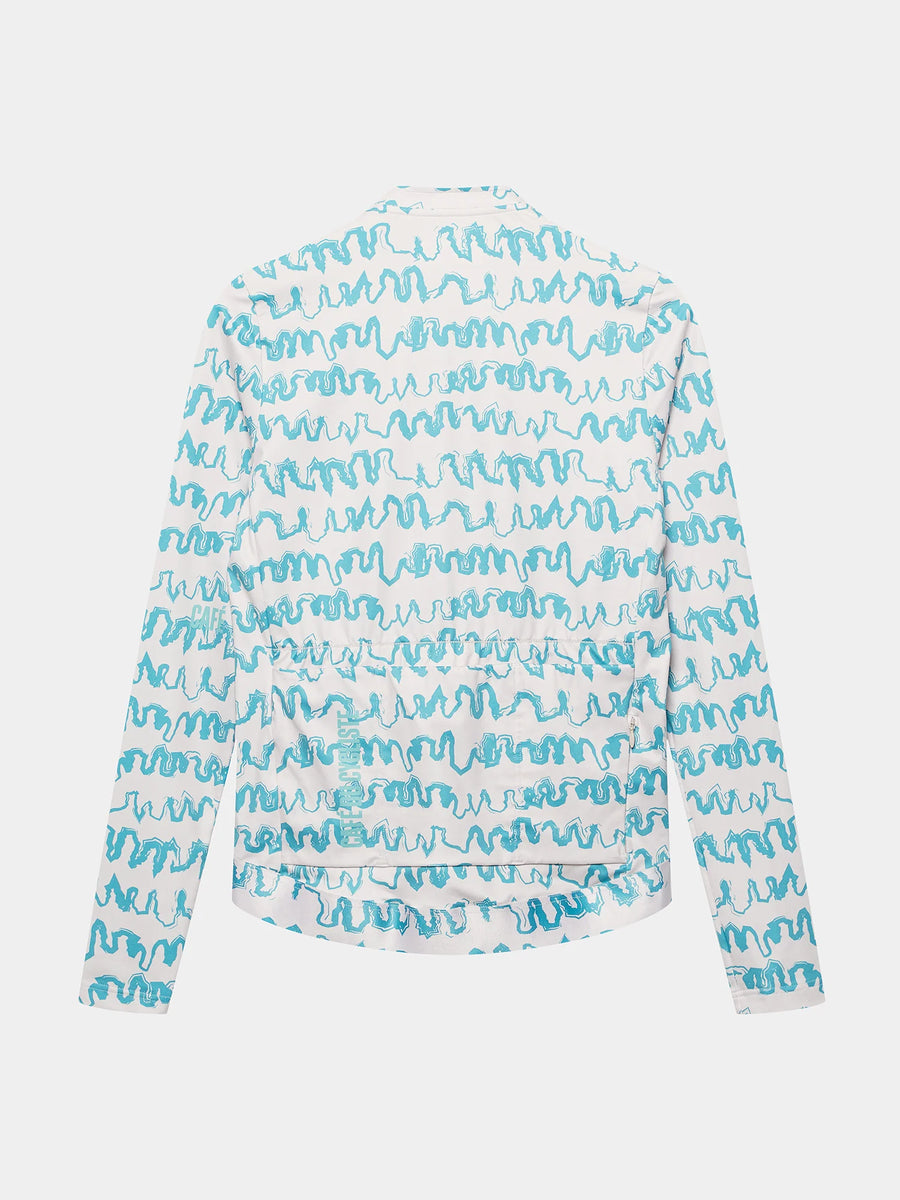 Café du Cycliste Constance Men's Midweight Jersey Radtrikot langarm Pearl Grey / Deep Water