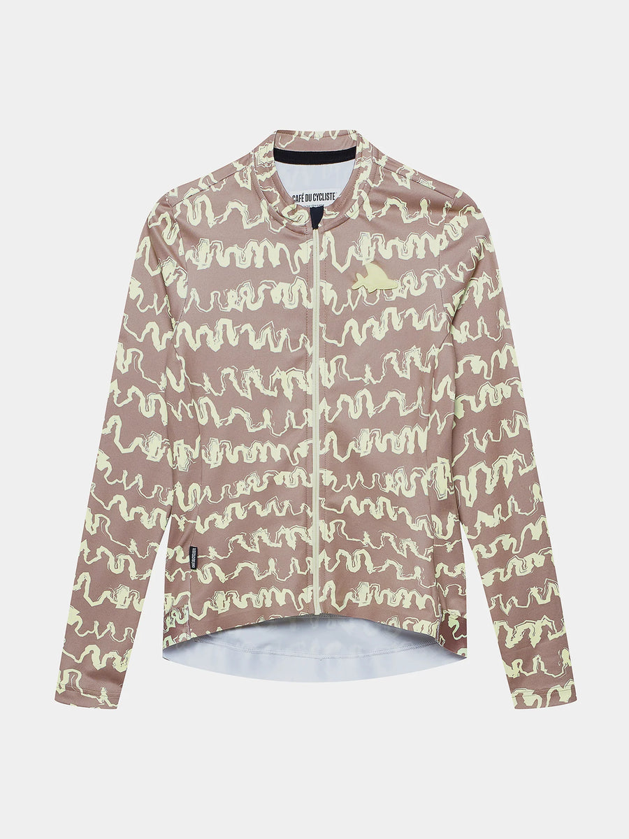 Café du Cycliste Constance Women's Midweight Jersey Radtrikot langarm Oyster Grey / Naples Yellow