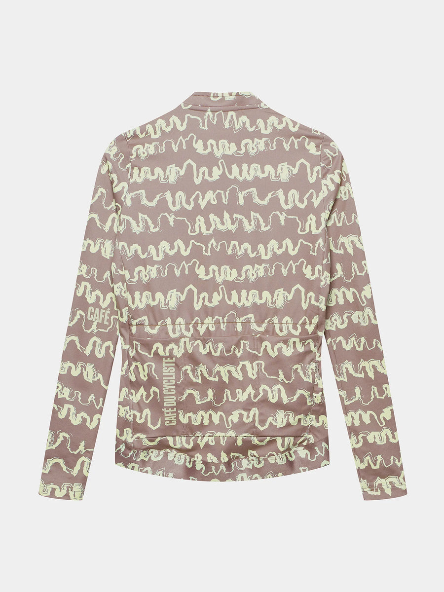 Café du Cycliste Constance Women's Midweight Jersey Radtrikot langarm Oyster Grey / Naples Yellow