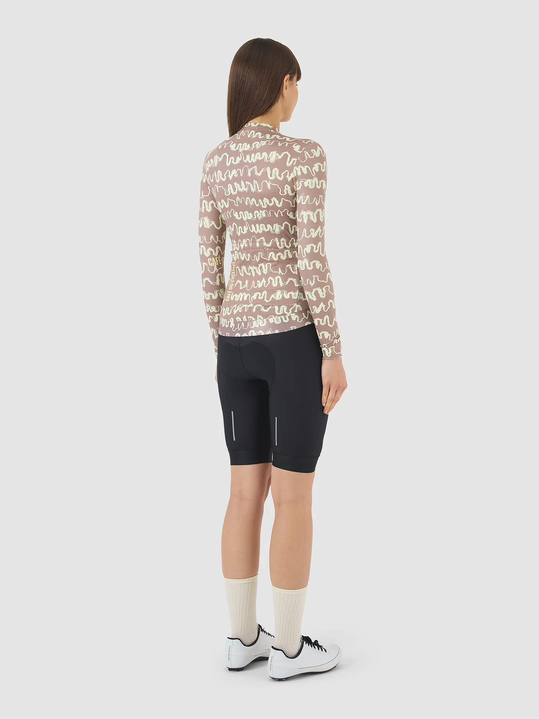 Café du Cycliste Constance Women's Midweight Jersey Radtrikot langarm Oyster Grey / Naples Yellow