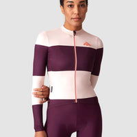 Café du Cycliste Costance Women's Long Sleeve Cycling Jersey Radtrikot Rosa/Quetsche