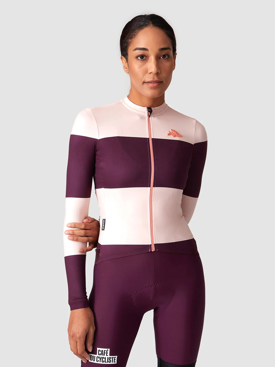 Café du Cycliste Costance Women's Long Sleeve Cycling Jersey Radtrikot Rosa/Quetsche