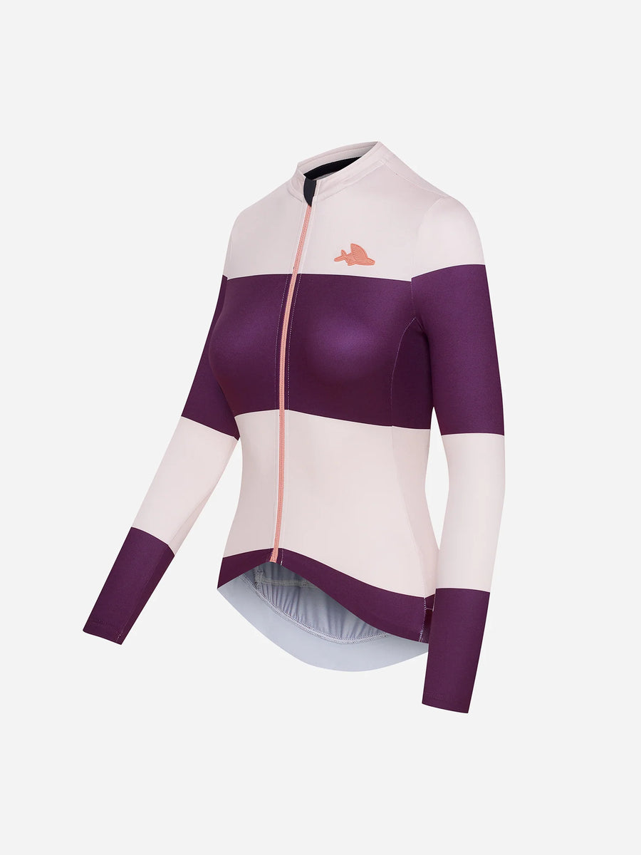 Café du Cycliste Costance Women's Long Sleeve Cycling Jersey Radtrikot Rosa/Quetsche