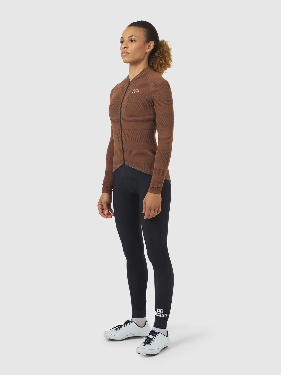 Café du Cycliste Corinne Women's Long Sleeve Three Season Textured Cycling Jersey Radtrikot Cashew