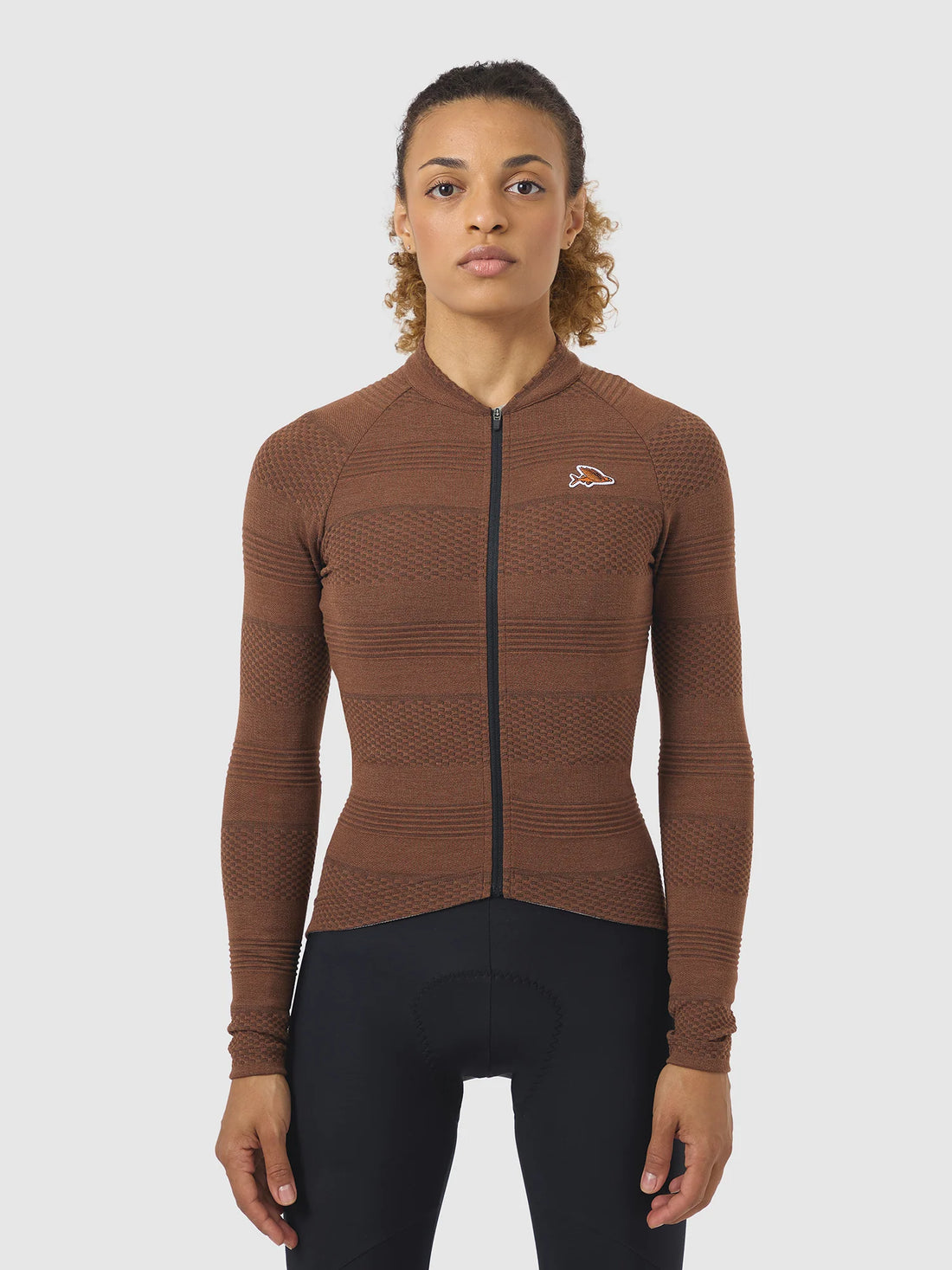 Café du Cycliste Corinne Women's Long Sleeve Three Season Textured Cycling Jersey Radtrikot Cashew