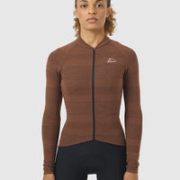 Café du Cycliste Corinne Women's Long Sleeve Three Season Textured Cycling Jersey Radtrikot Cashew