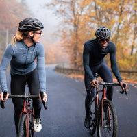Café du Cycliste Corinne Women's Long Sleeve Three Season Textured Cycling Jersey Radtrikot Denim Blue