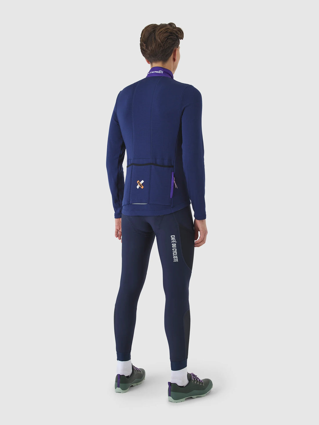 Café du Cycliste Faustine Men's Air Channel Jersey Long Sleeve Radtrikot langarm Amethyst/Navy