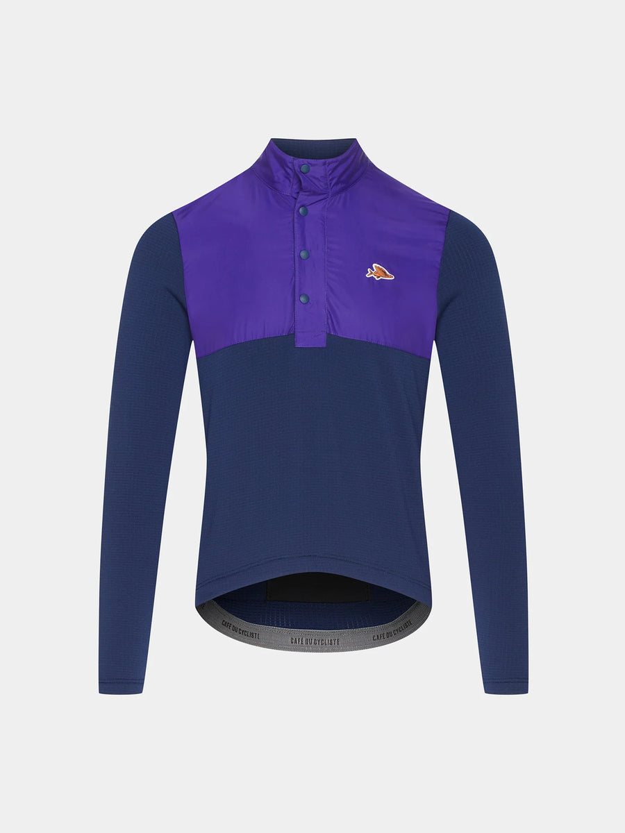 Café du Cycliste Faustine Men's Air Channel Jersey Long Sleeve Radtrikot langarm Amethyst/Navy