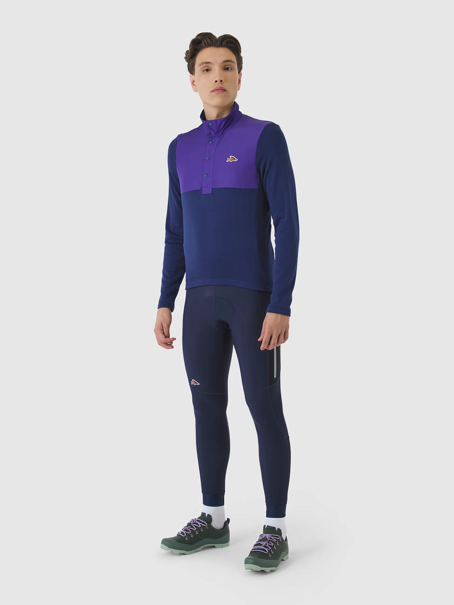 Café du Cycliste Faustine Men's Air Channel Jersey Long Sleeve Radtrikot langarm Amethyst/Navy