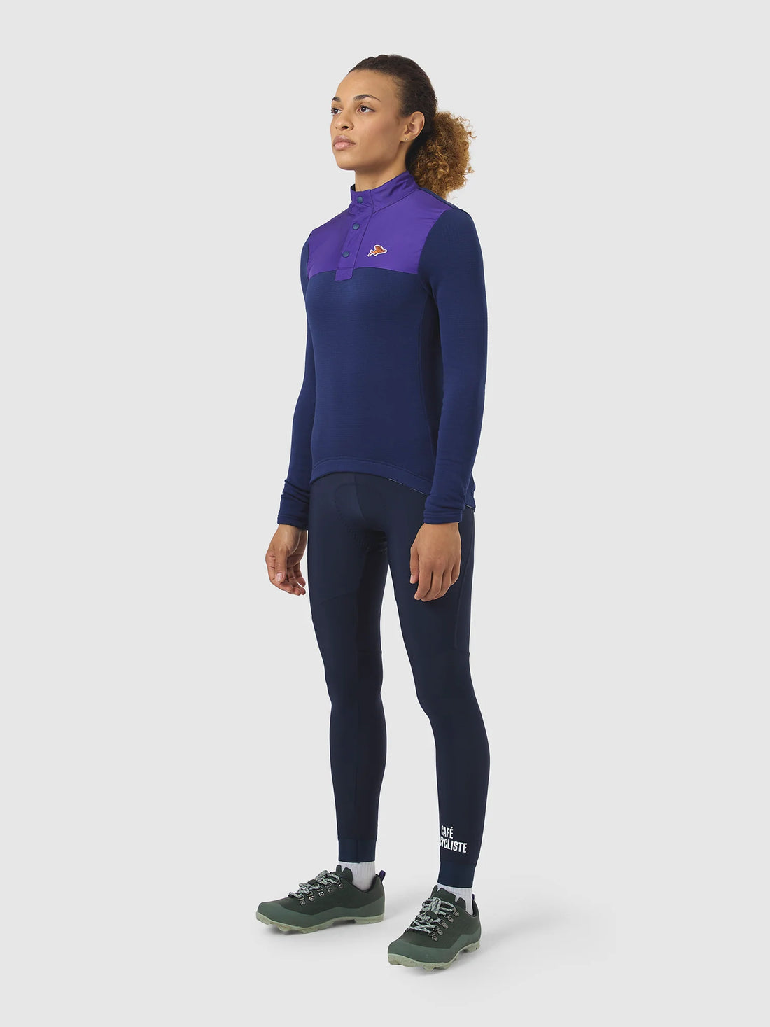 Café du Cycliste Faustine Women's Air Channel Jersey Long Sleeve Radtrikot langarm Amethyst/Navy