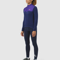 Café du Cycliste Faustine Women's Air Channel Jersey Long Sleeve Radtrikot langarm Amethyst/Navy