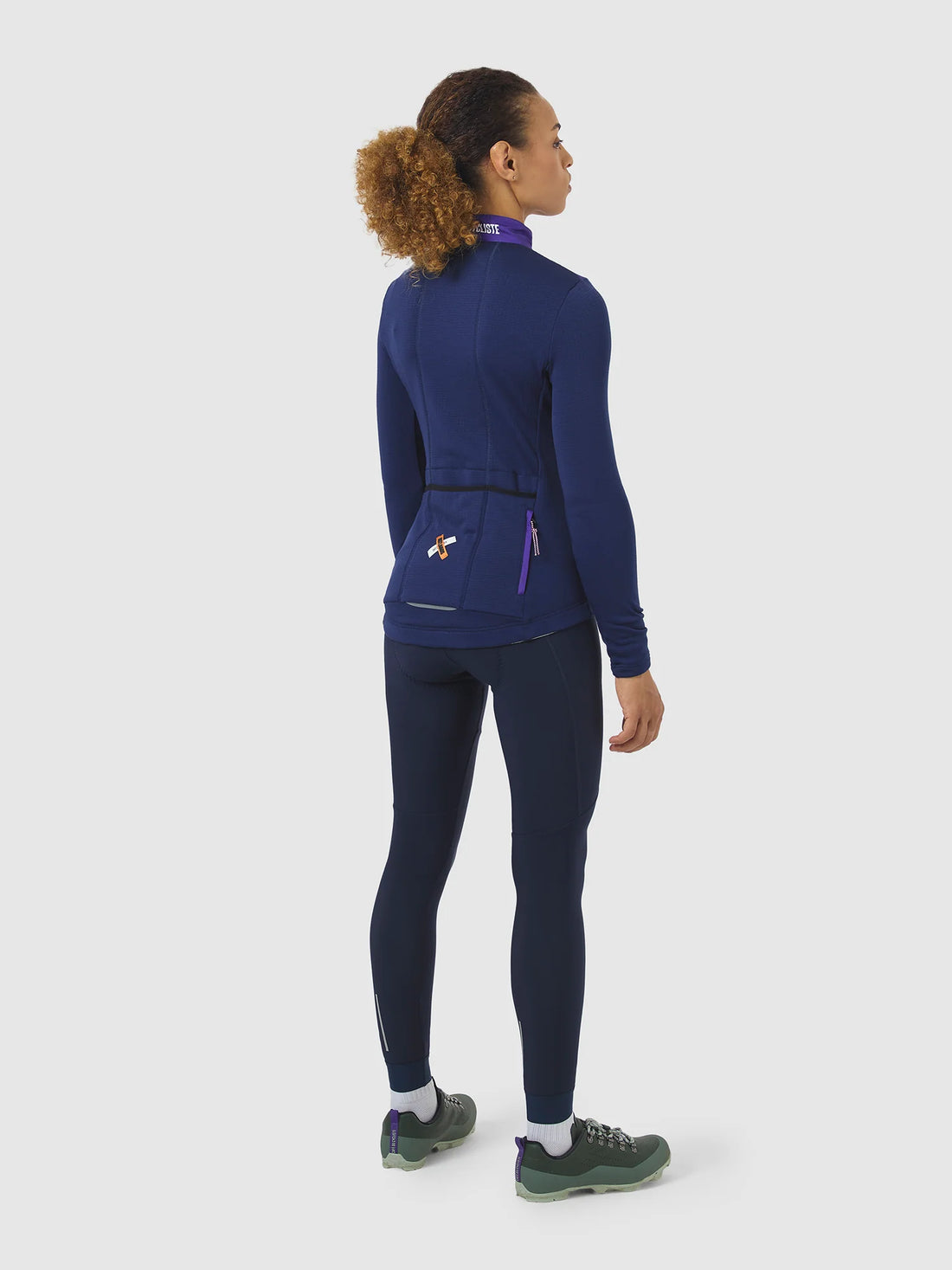 Café du Cycliste Faustine Women's Air Channel Jersey Long Sleeve Radtrikot langarm Amethyst/Navy