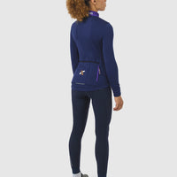 Café du Cycliste Faustine Women's Air Channel Jersey Long Sleeve Radtrikot langarm Amethyst/Navy