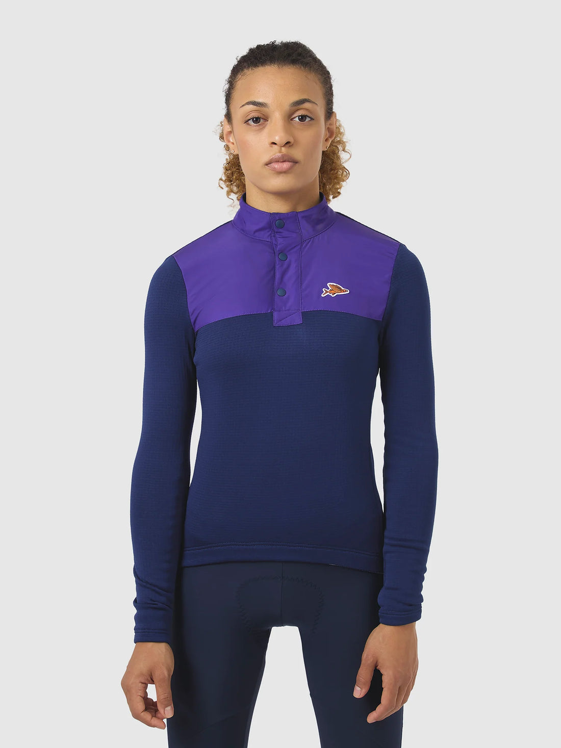 Café du Cycliste Faustine Women's Air Channel Jersey Long Sleeve Radtrikot langarm Amethyst/Navy