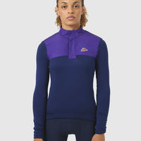 Café du Cycliste Faustine Women's Air Channel Jersey Long Sleeve Radtrikot langarm Amethyst/Navy