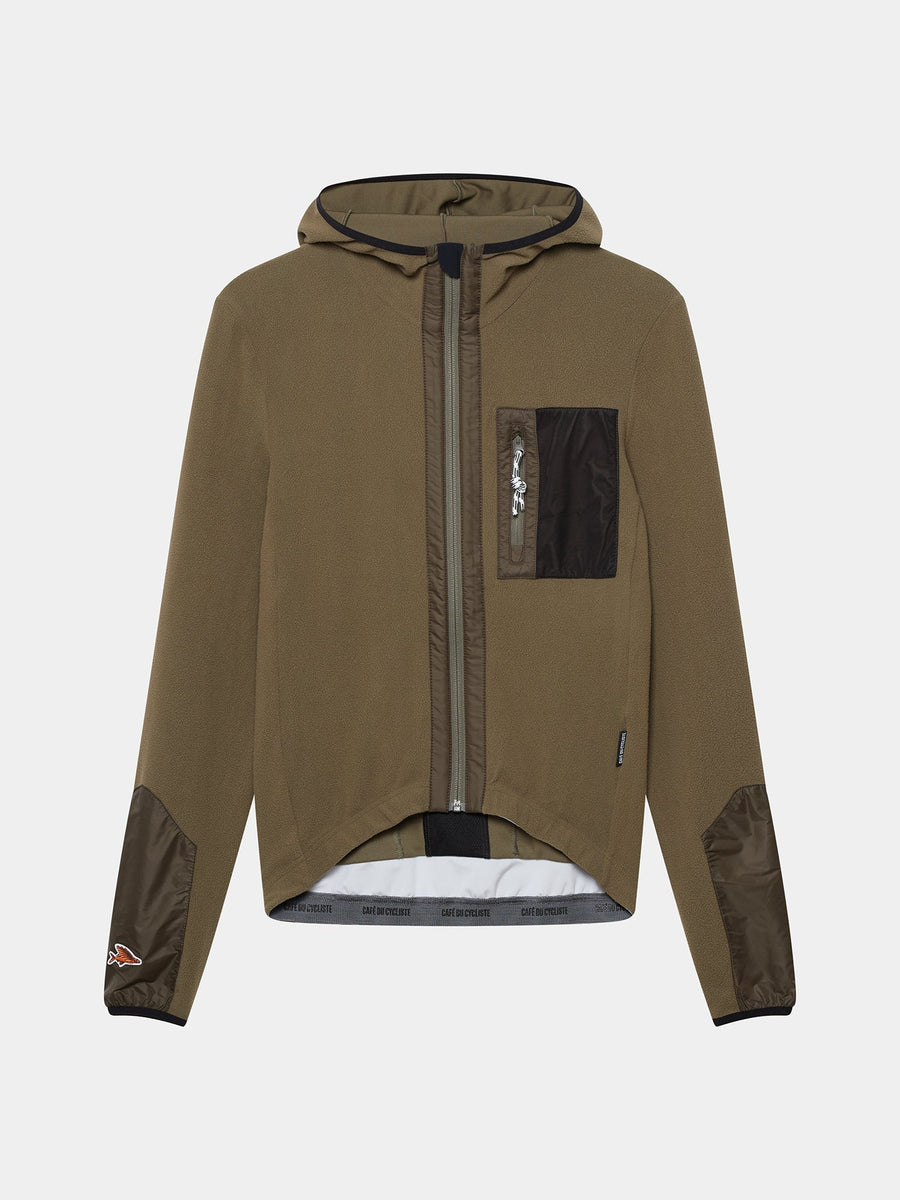 Café du Cycliste Ingrid Men's Microfleece Cycling Jersey Long Sleeve Radtrikot langarm Moss Green