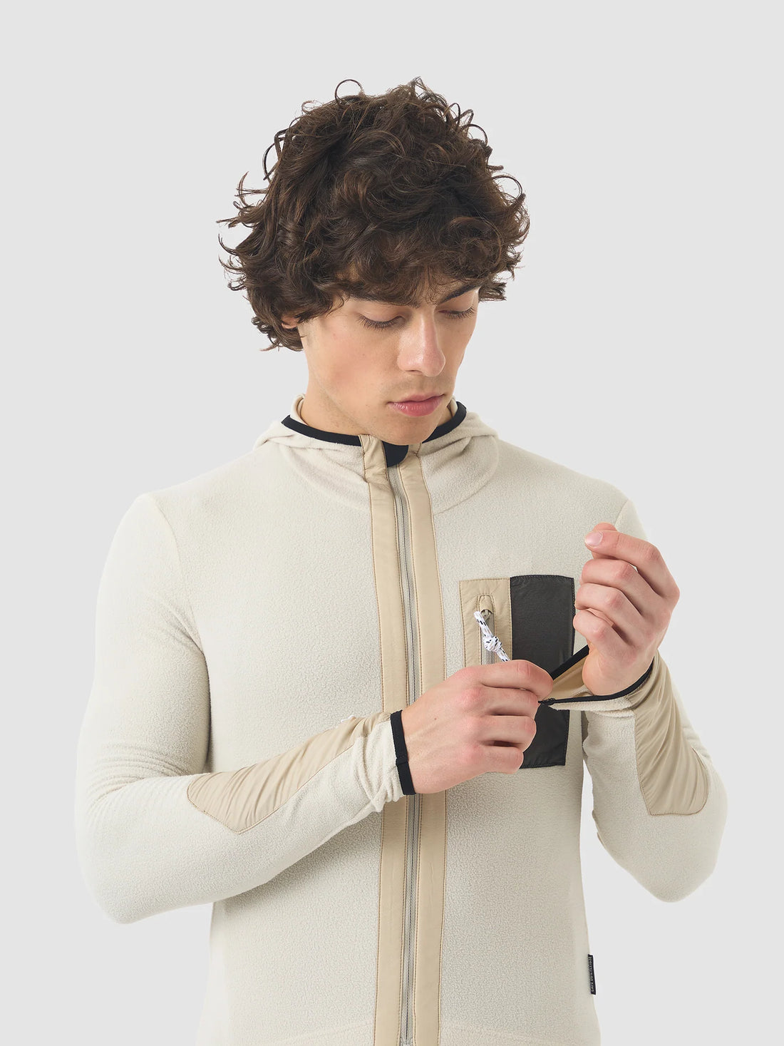 Café du Cycliste Ingrid Men's Microfleece Cycling Jersey Long Sleeve Radtrikot langarm Pearl Grey